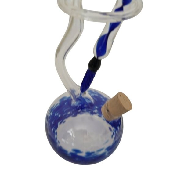 Venetian Glass Dip Fountain Pen with Colored Glass Inkwell Like New Blue - Picture 3 of 10